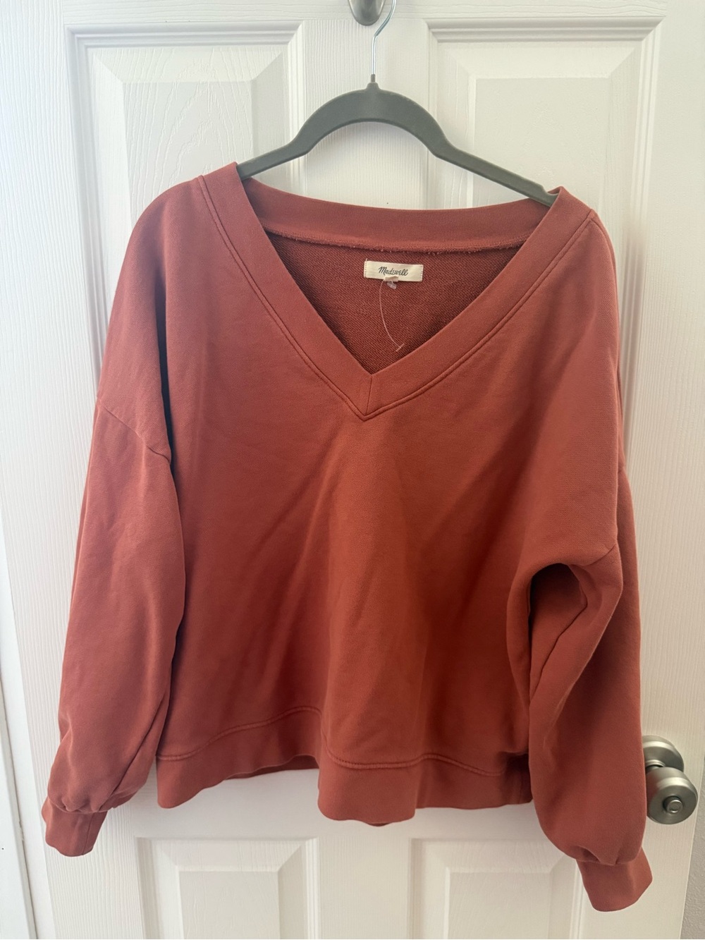 Madewell Rust-Colored V-Neck Sweatshirt